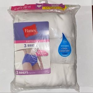 Hanes Cotton Tagless Briefs 3 Pack for Women Extended Size 12 (New)